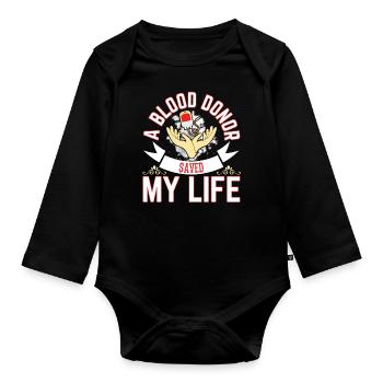 Blutspende Blutspenden Blutspender - Baby Bio-Langarm-Body - Schwarz - Vorne