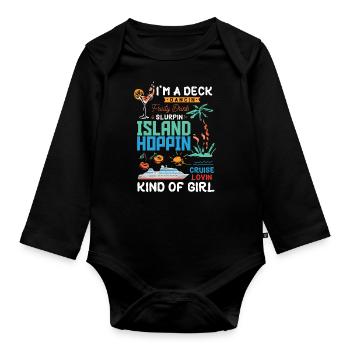 Inselhüpfmädchen, Kreuzfahrtmädchen - Baby Bio-Langarm-Body - Schwarz - Vorne