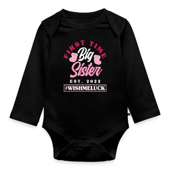 Mädchen Schwester Geschwister 2022 - Baby Bio-Langarm-Body - Schwarz - Vorne