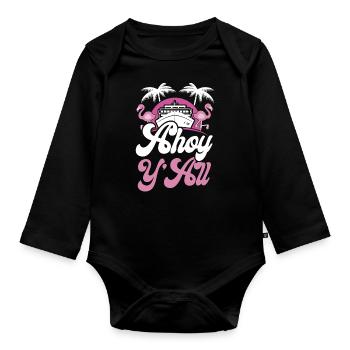 Cruise Ship Vacation Girl Ahoy - Baby Bio-Langarm-Body - Schwarz - Vorne