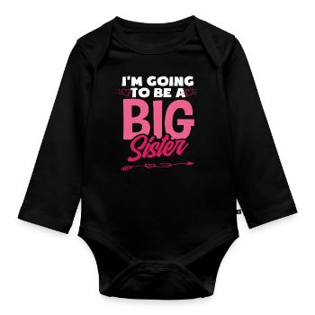 Offspring Sisters Siblings Gift - Organic Longsleeve Baby Bodysuit - black - Front