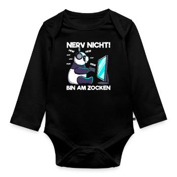Nerv nicht bin am Zocken Gaming Panda - Baby Bio-Langarm-Body - Schwarz - Vorne