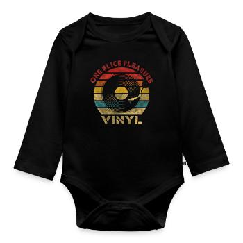 One Slice Pleasure Vinyl Musique Vintage Rétro - Body Bébé bio manches longues - noir - Devant