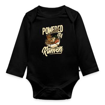 Powered By Ramen Funny Ramen Gift - Organic Longsleeve Baby Bodysuit - black - Front