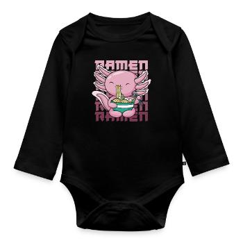 Axolotl Ramen Funny Ramen - Organic Longsleeve Baby Bodysuit - black - Front
