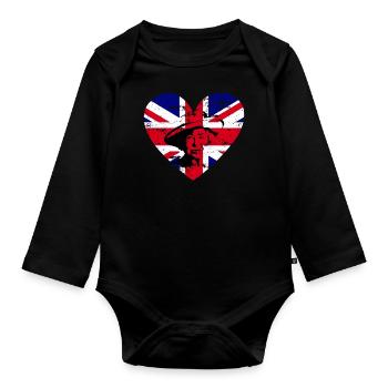Queen Britain Cœur - Body Bébé bio manches longues - noir - Devant