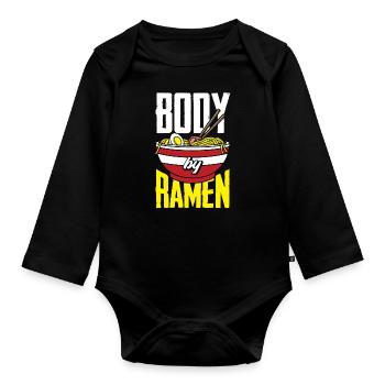 Funny Ramen Lover Gift - Organic Longsleeve Baby Bodysuit - black - Front