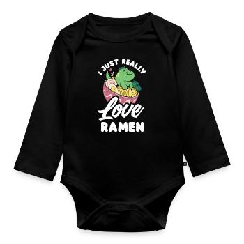 J’adore Simply Ramen Drôle Ramen Cadeau - Body Bébé bio manches longues - noir - Devant