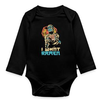 J’aime Ramen Halloween Drôle Ramen - Body Bébé bio manches longues - noir - Devant