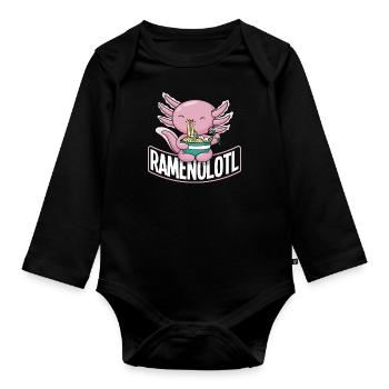 Ramen Axolotl Ramenolotl Funny Ramen - Organic Longsleeve Baby Bodysuit - black - Front