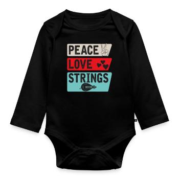 Peace Love Strings Acoustic Guitar Music - Baby Bio-Langarm-Body - Schwarz - Vorne