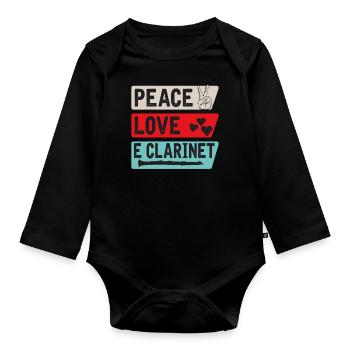 Peace Love E Clarinet Musical Instrument - Baby Bio-Langarm-Body - Schwarz - Vorne