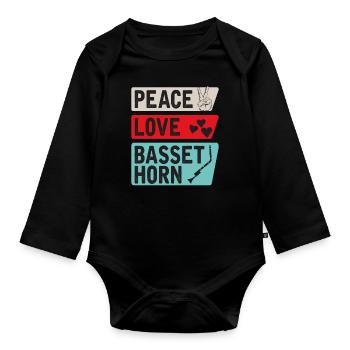 Peace Love Basset Horn Instrument de musique - Body Bébé bio manches longues - noir - Devant