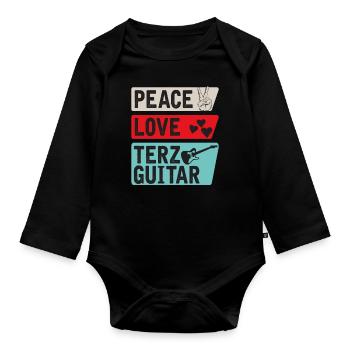 Peace Love Terz Guitar Instrument Music - Organic Longsleeve Baby Bodysuit - black - Front