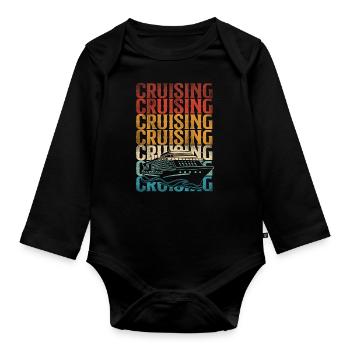 Croisière Vacances Rétro Vintage - Body Bébé bio manches longues - noir - Devant