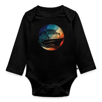 Cruise Ship Vacation Retro Vintage - Baby Bio-Langarm-Body - Schwarz - Vorne