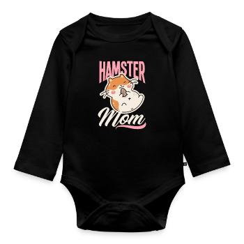 Drôle hamster cadeau hamster maman - Body Bébé bio manches longues - noir - Devant