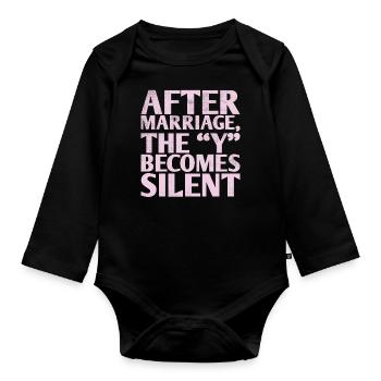 After marriage, the "y" becomes a silent design - Organic Longsleeve Baby Bodysuit - black - Front