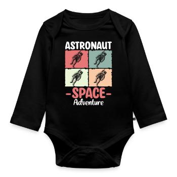 Space Shuttle Raumanzug Stern Rakete - Baby Bio-Langarm-Body - Schwarz - Vorne