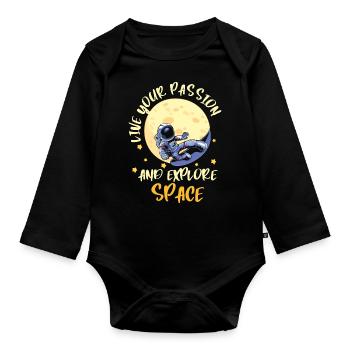 Space Shuttle Weightless Star Planet - Organic Longsleeve Baby Bodysuit - black - Front
