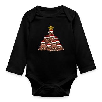 Sloth Christmas Tree - Organic Longsleeve Baby Bodysuit - black - Front