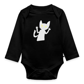 Cat Rage Animal Symbol Creepy - Organic Longsleeve Baby Bodysuit - black - Front