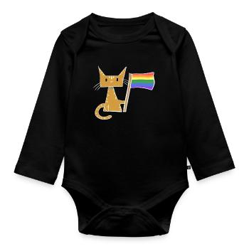 Cat Lgbt Flag Animal Love - Organic Longsleeve Baby Bodysuit - black - Front