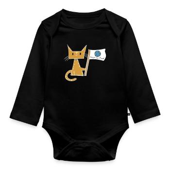 rette den Planeten Flagge Katze Klimaschutz - Baby Bio-Langarm-Body - Schwarz - Vorne