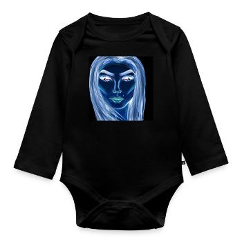 Woman Symbol Face Art Drawing - Organic Longsleeve Baby Bodysuit - black - Front