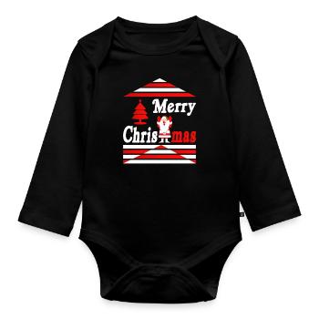 Merry Christmas - Organic Longsleeve Baby Bodysuit - black - Front