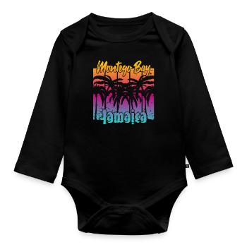 Montego Bay Jamaica - Organic Longsleeve Baby Bodysuit - black - Front
