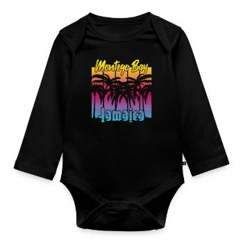 Montego Bay Jamaica - Organic Longsleeve Baby Bodysuit - black - Front