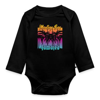 Montego Bay Jamaica - Organic Longsleeve Baby Bodysuit - black - Front