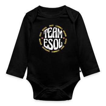 ESOL Teacher Crew Squad Rainbow Back Zur Schule - Baby Bio-Langarm-Body - Schwarz - Vorne
