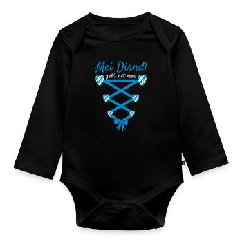 Volksfest Mei Dirndl Gob's Net Mer Dirndl Ersatz - Baby Bio-Langarm-Body - Schwarz - Vorne