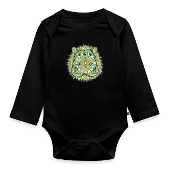 Mandala Igel Geometrisches Muster Kunst - Baby Bio-Langarm-Body - Schwarz - Vorne