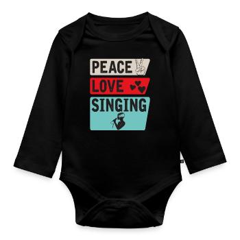 Peace Love Singing Chanteurs Musiciens - Body Bébé bio manches longues - noir - Devant
