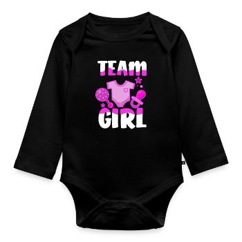 Team Girl Girls Gender Reveal Party - Body Bébé bio manches longues - noir - Devant