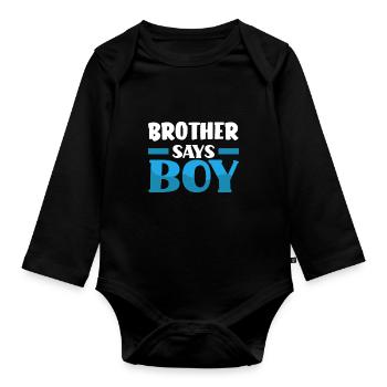 Team Boy Team Young Brother Gender Reveal Party - Organic Longsleeve Baby Bodysuit - black - Front