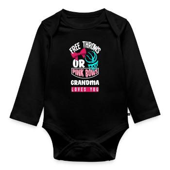 Pink Or Blue Gender Reveal Baby Party Oma - Baby Bio-Langarm-Body - Schwarz - Vorne