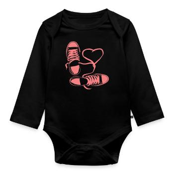 Schuh Schuhe Sportschuh Halbschuhe Sneaker - Baby Bio-Langarm-Body - Schwarz - Vorne