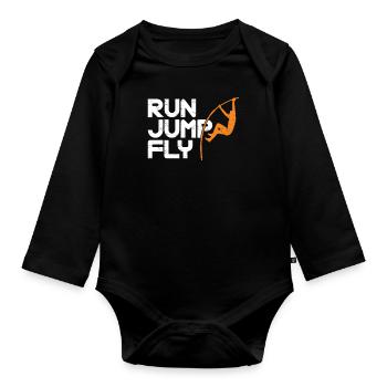 Run Jump Fly Pole Jumping Track - Body Bébé bio manches longues - noir - Devant