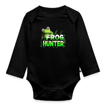 Toads Frogs Tadpole Frog Hunter Kids Shirt - Organic Longsleeve Baby Bodysuit - black - Front