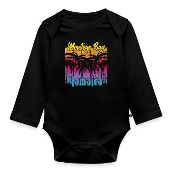Montego Bay Jamaica - Organic Longsleeve Baby Bodysuit - black - Front