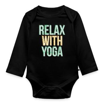 Yoga Mandala Sport Training Relaxation Végétalienne - Body Bébé bio manches longues - noir - Devant