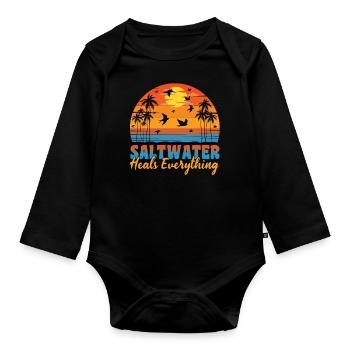 Salzwasser Strandleben Meer Salz Salziges Wasser - Baby Bio-Langarm-Body - Schwarz - Vorne