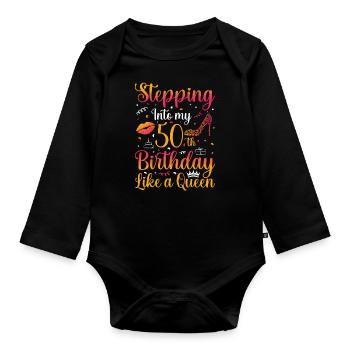 La reine est 50 ans femmes 50 ans - Body Bébé bio manches longues - noir - Devant