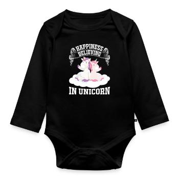 Le bonheur de croire en la licorne Licorne - Body Bébé bio manches longues - noir - Devant