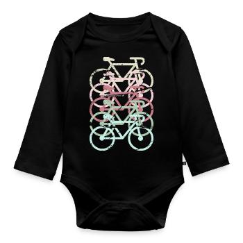Retro Bike - Organic Longsleeve Baby Bodysuit - black - Front