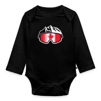 Kanada Wintersport Wintersportler - Baby Bio-Langarm-Body - Schwarz - Vorne